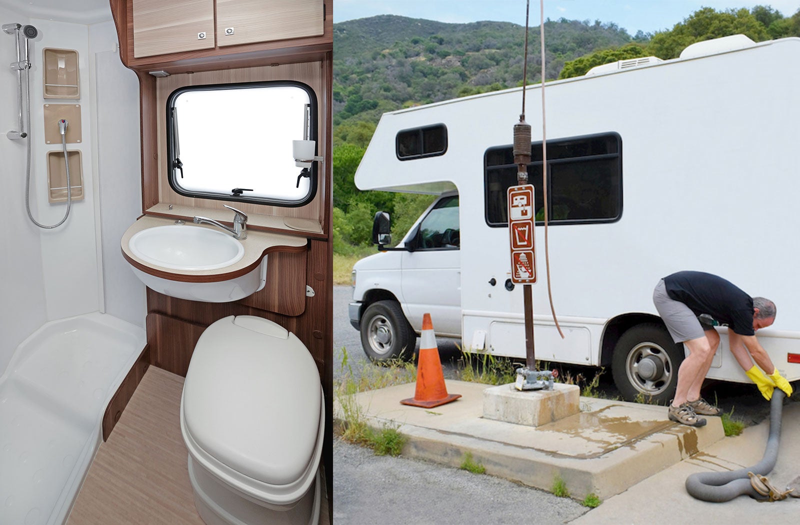 Portable RV/camper toilet and holding tank setup in Inverness, Florida