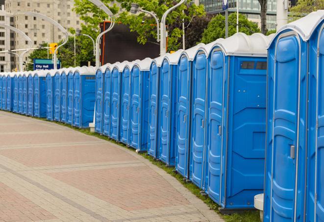 Seasonal porta potty units set up at a Inverness, Florida venue